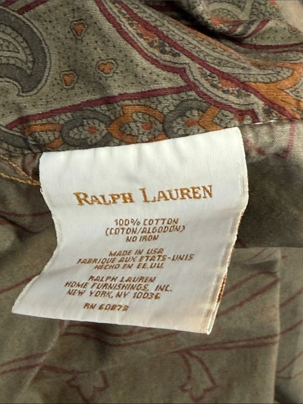 Vintage Ralph Lauren Equestrian Brown Paisley King Duvet Cover
